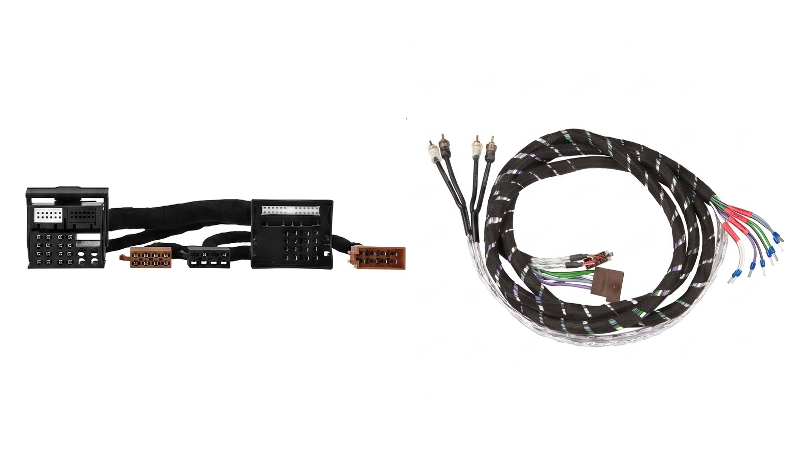 Fahrzeugspezifisches T-Kabel mit Quadlock Stecker und geflochtenem High-Level In High-Power Out Kabelbaum für VIBE Powerbox